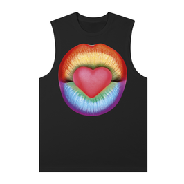 Rainbow Heart Lips: Unisex Tank Top