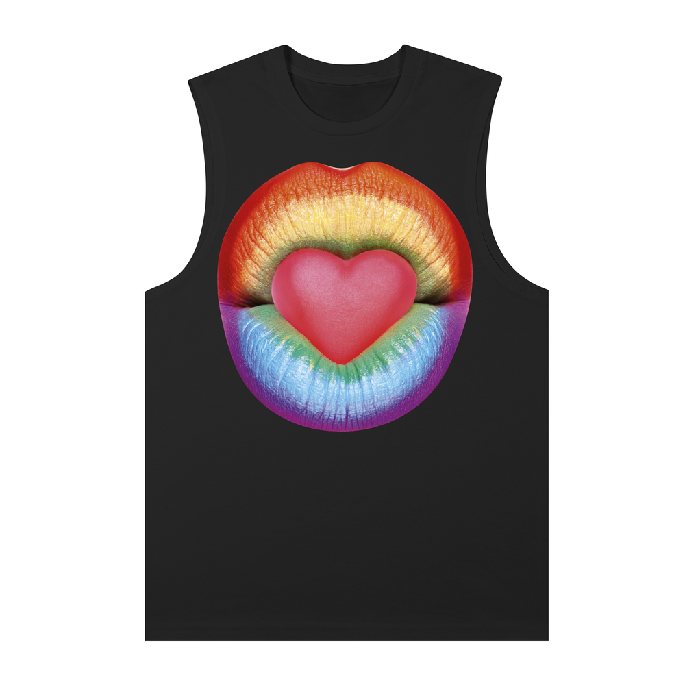 Rainbow Heart Lips: Unisex Tank Top